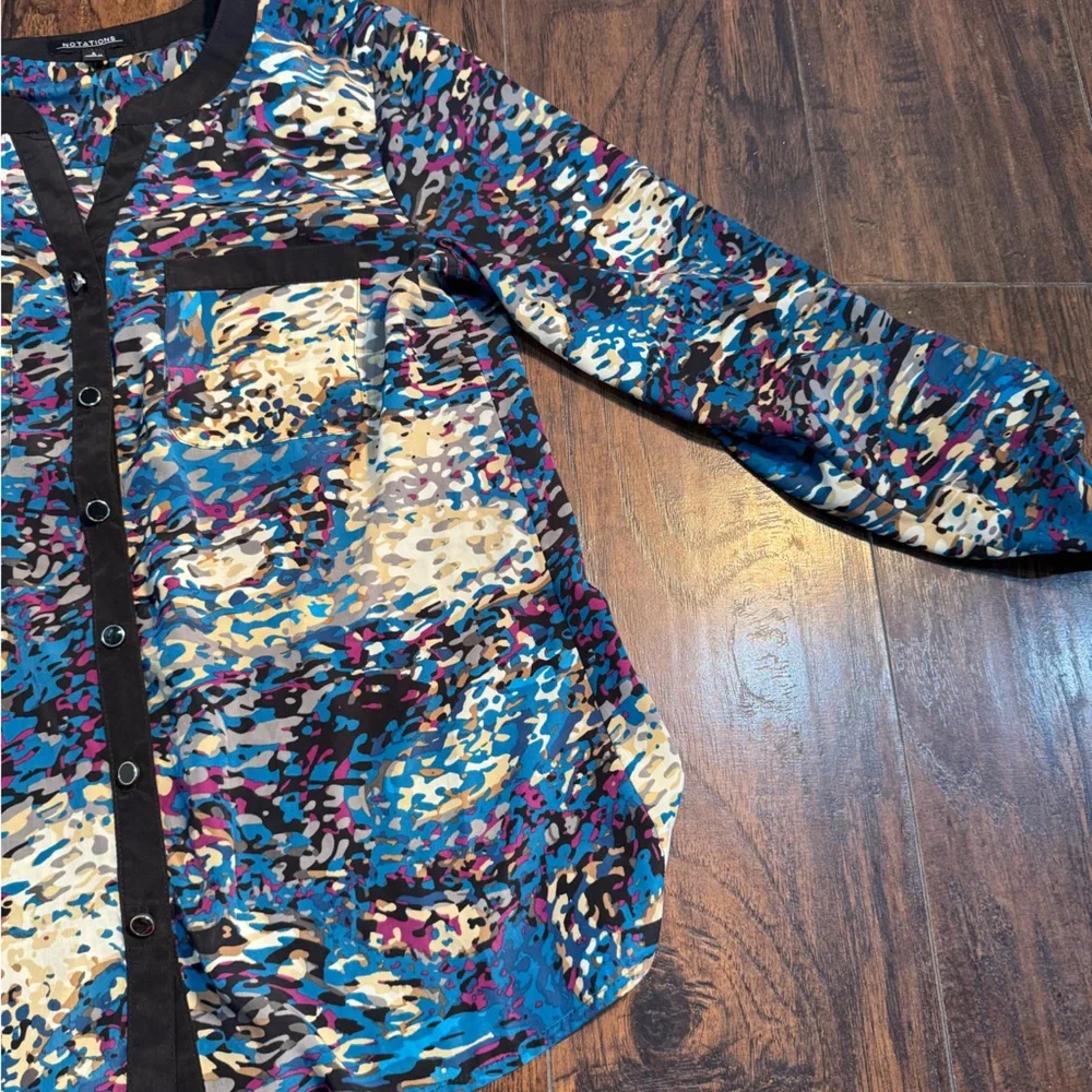 Notations Multicolor Abstract Blouse - Picture 1 of 3